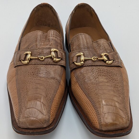 David Eden Ostrich Leg Lizard Loafers Men’s Dress Shoes Size 11Tan Cognac Color main image 10